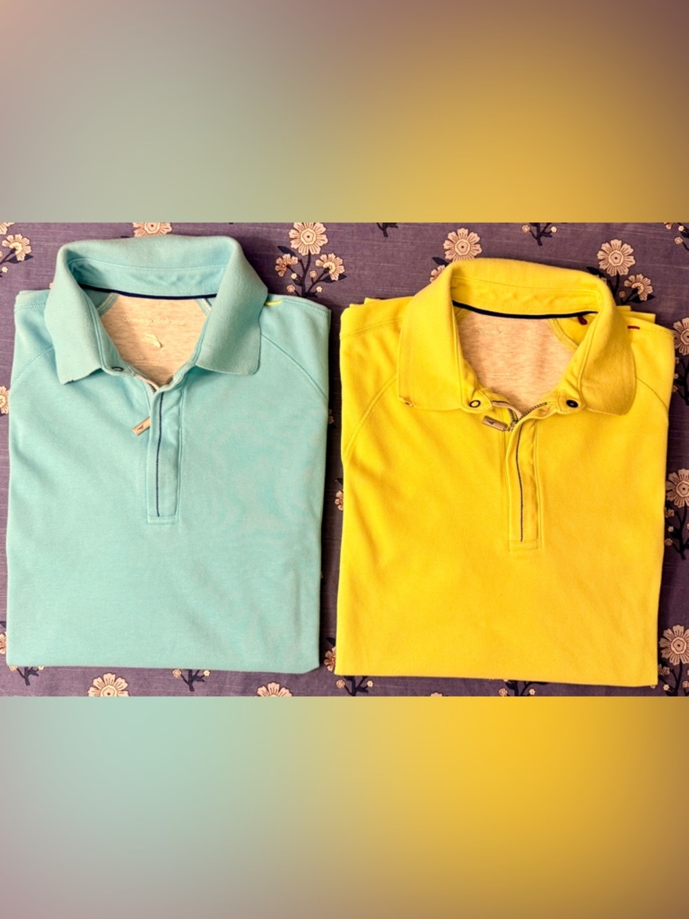 Tommy Bahama Marlin Men’s Polo Shirt Bundle - Teal and Lime Green - Size Large